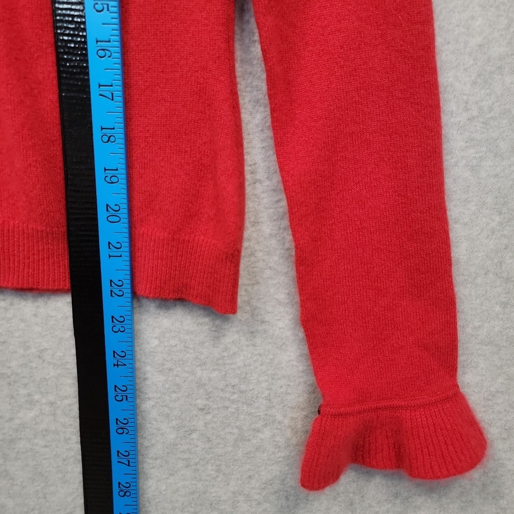 Marshall Fields Cashmere Knit Ruffle V-neck Sweater Red Feminine Womens Sz S - Picture 9 of 13